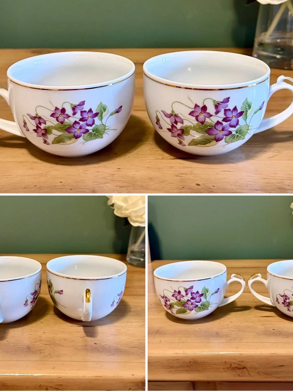 Vintage Bohemia Czechoslovakia Violet Floral Tea Set | 10 Pieces